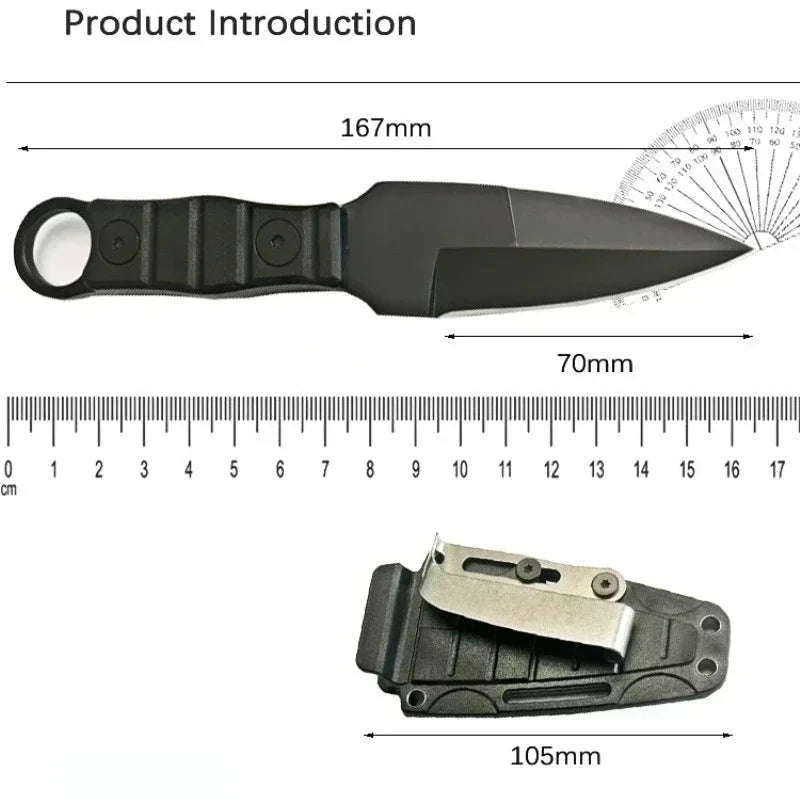 Outdoor Camping Adventure Mini Straight Knife with K Sheath-Black-B