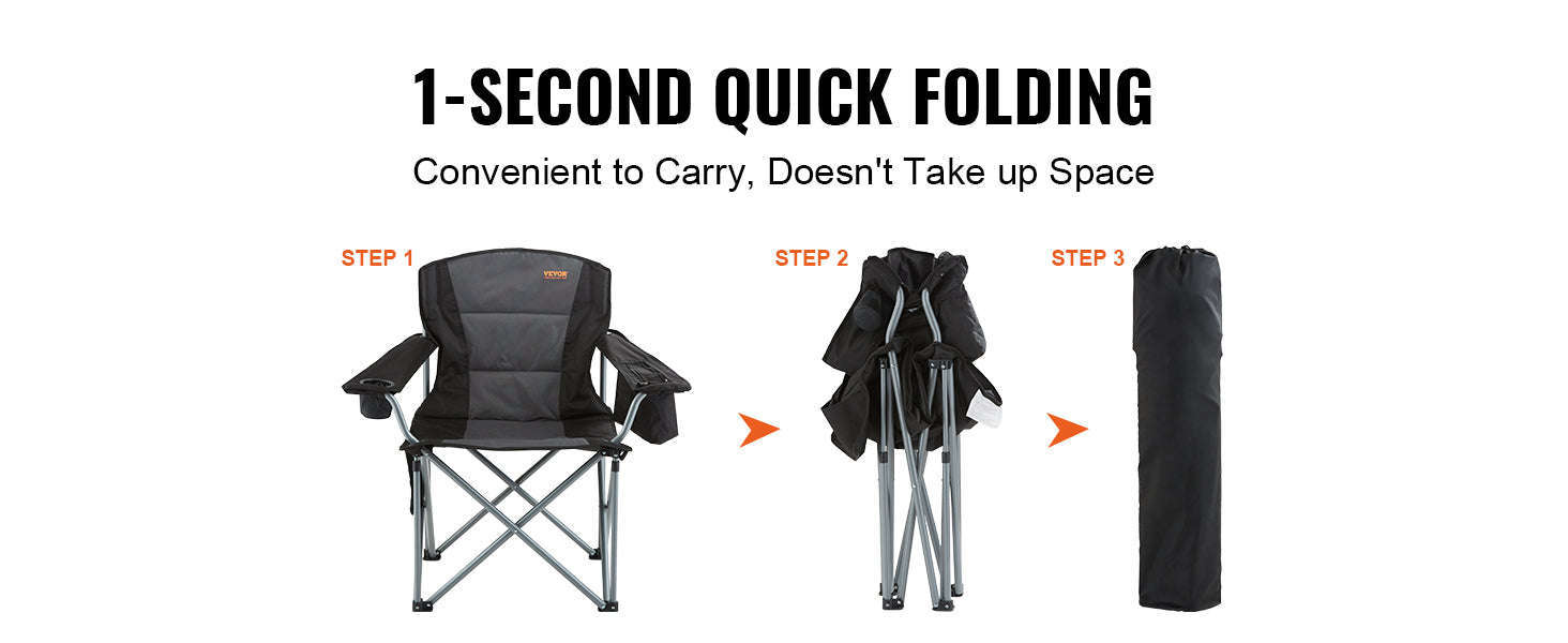 Outdoor Camping Chair 350 lbs Folding Chair with Armrests-france