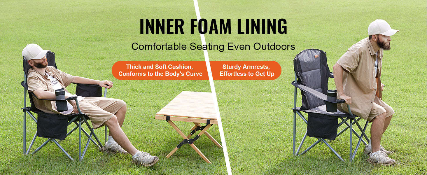 Outdoor Camping Chair 350 lbs Folding Chair with Armrests-france