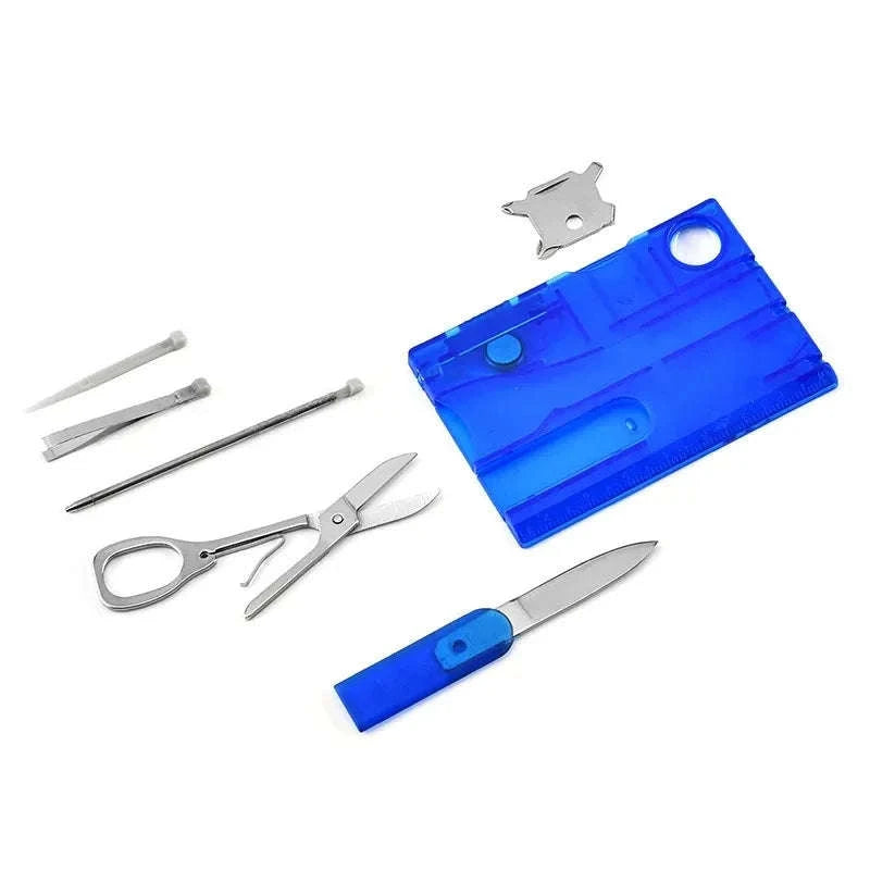Outdoor Camping Multifunctional Survival Tool Card-blue