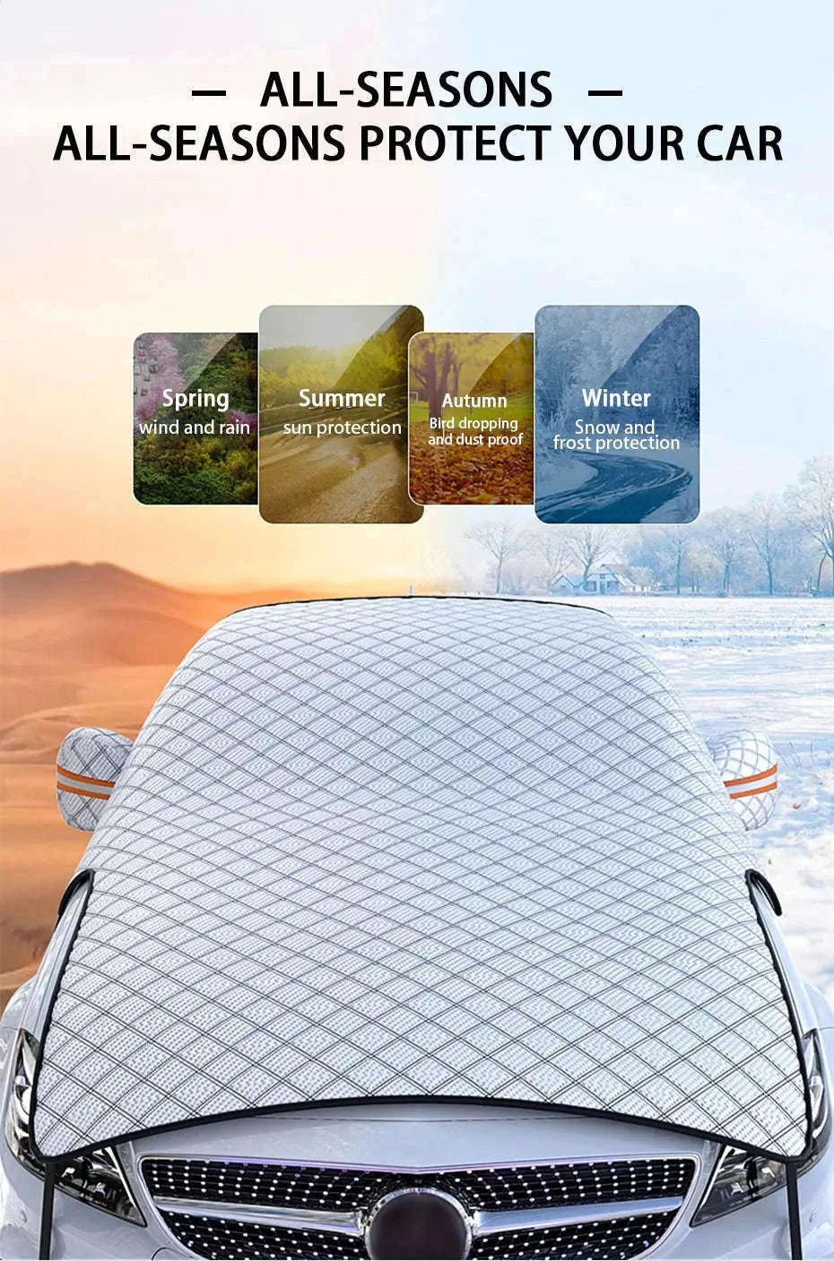 Outdoor Car Windshield Snow Cover with Windproof Strap-1 pc