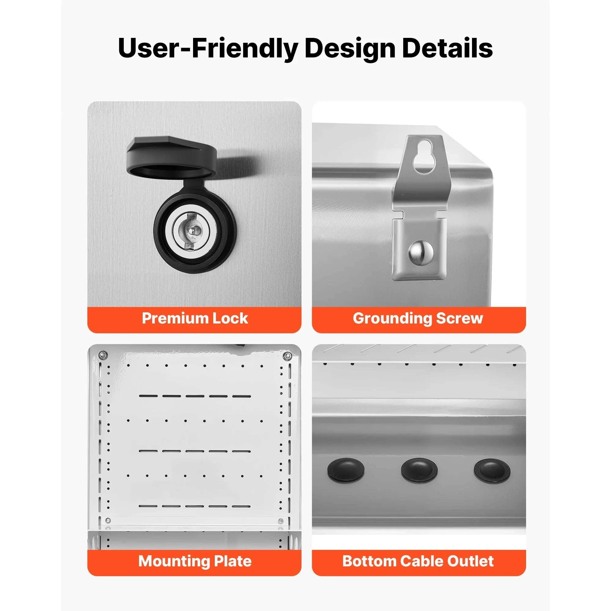 Outdoor Electrical Enclosure Box 20x16x8 Stainless Steel IP65 Ventilated Cabinet-350x200x500 mm / United States