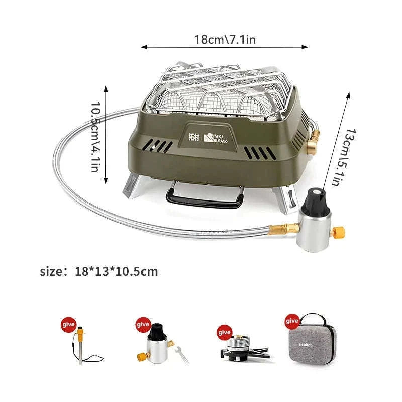 Outdoor Heating Stove 3500W Gas Camping Cooker Heater-Green
