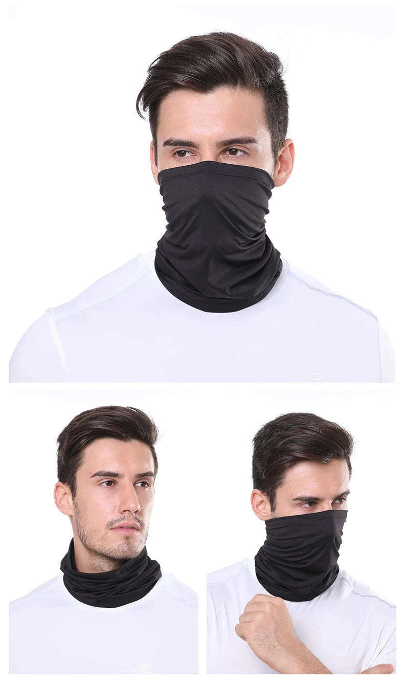 Outdoor Ice Silk Sun Protection Bib and Motorcycle Neck Cover-WHITE