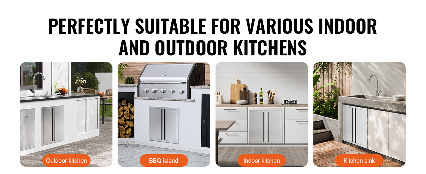 24x24 Zoll Edelstahl BBQ-Zugangstür mit eingelassenen Griffen