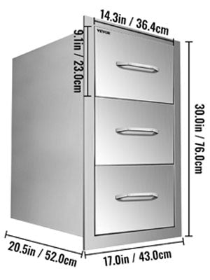 Stainless Steel Outdoor Kitchen Drawers Double Storage BBQ Island