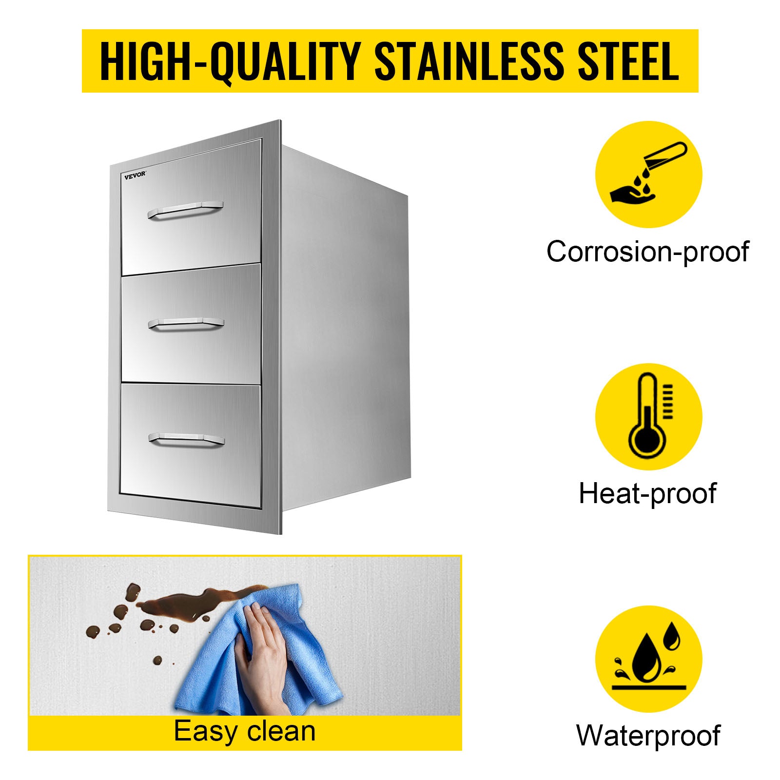 Stainless Steel Outdoor Kitchen Drawers Double Storage BBQ Island