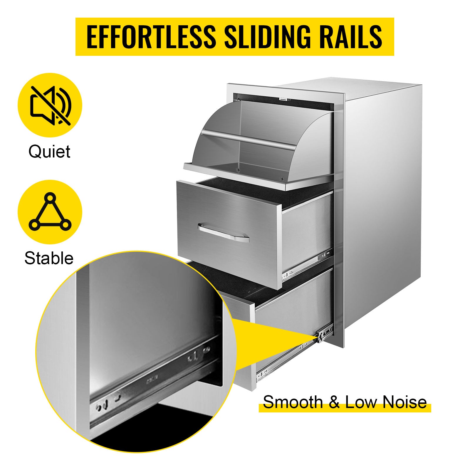 Stainless Steel Outdoor Kitchen Drawers Double Storage BBQ Island