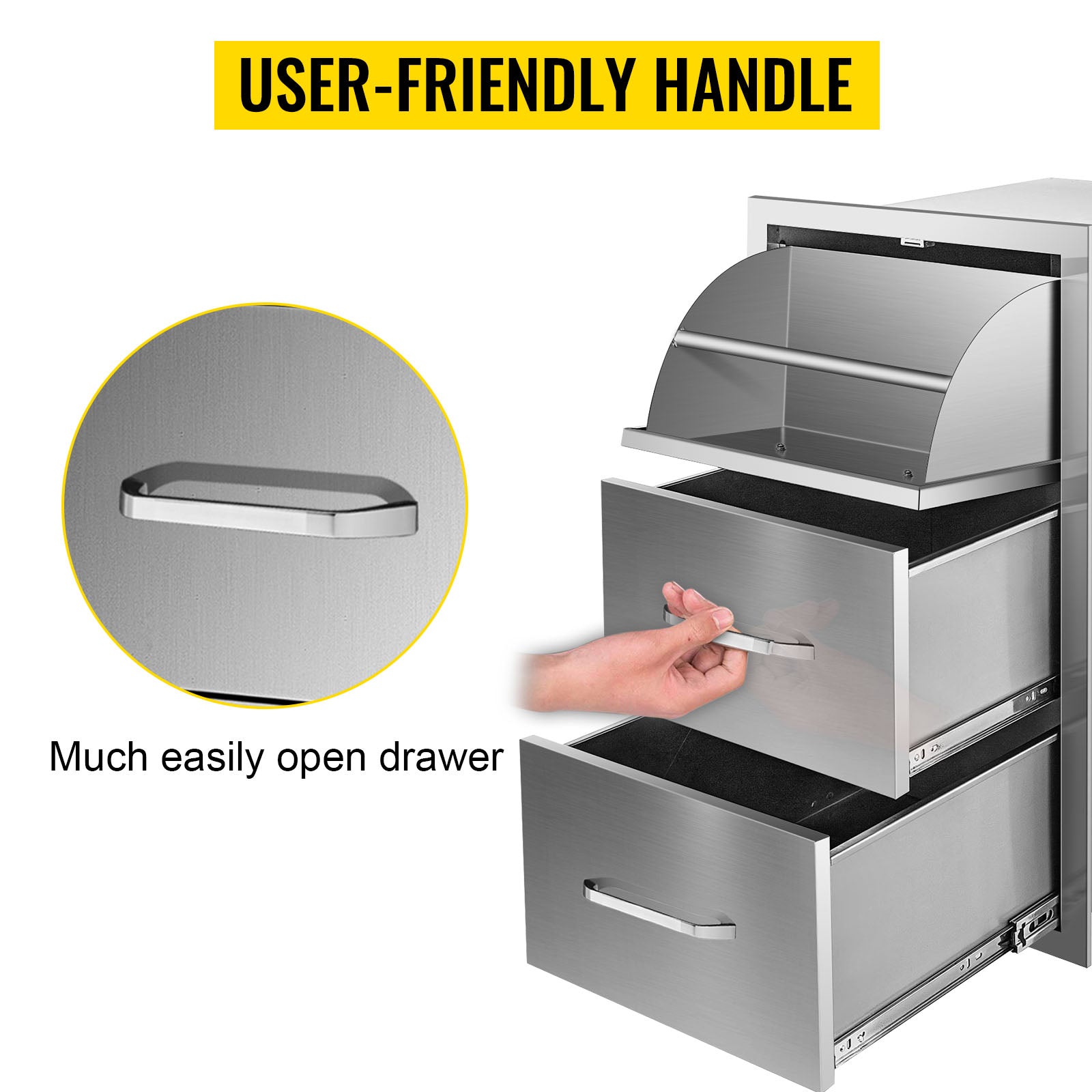 Stainless Steel Outdoor Kitchen Drawers Double Storage BBQ Island