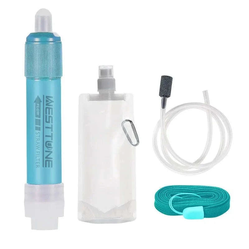 Outdoor Mini Water Filter Straw Set for Camping and Emergencies-Green