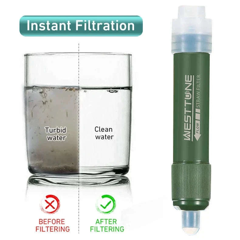 Outdoor Mini Water Filter Straw Set for Camping and Emergencies-Green