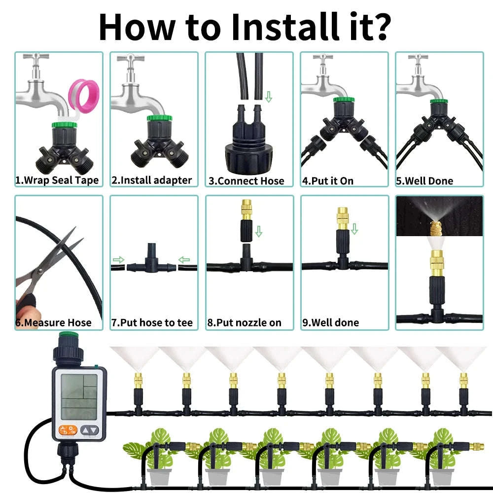 Outdoor Misting Cooling System Kit-20M