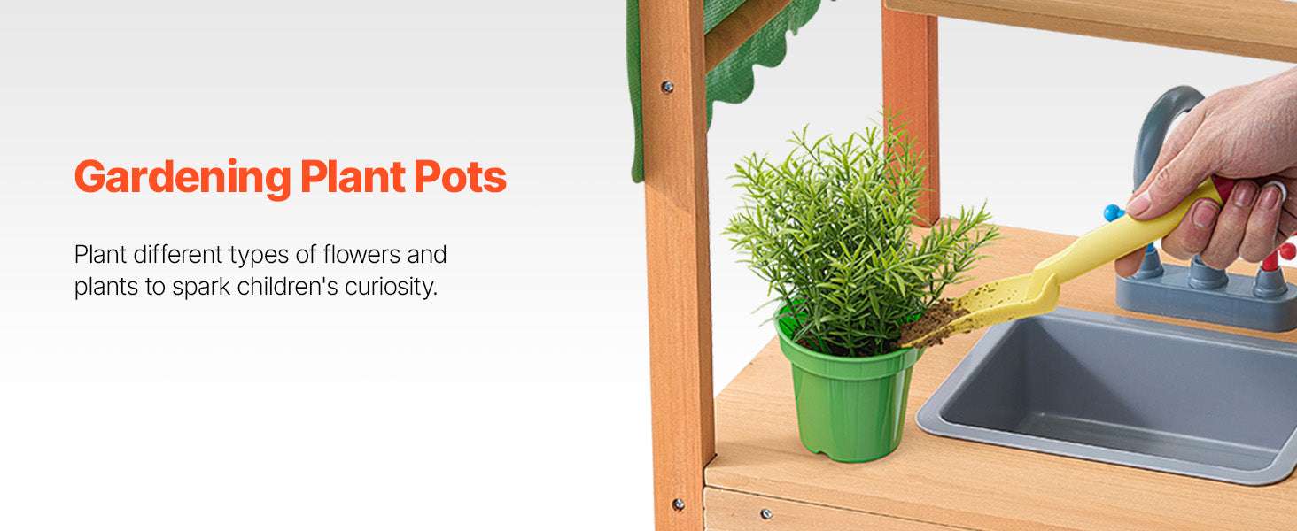 Outdoor Mud Kitchen Playset with Canopy, Faucet & Cookware Set-1Set / United States