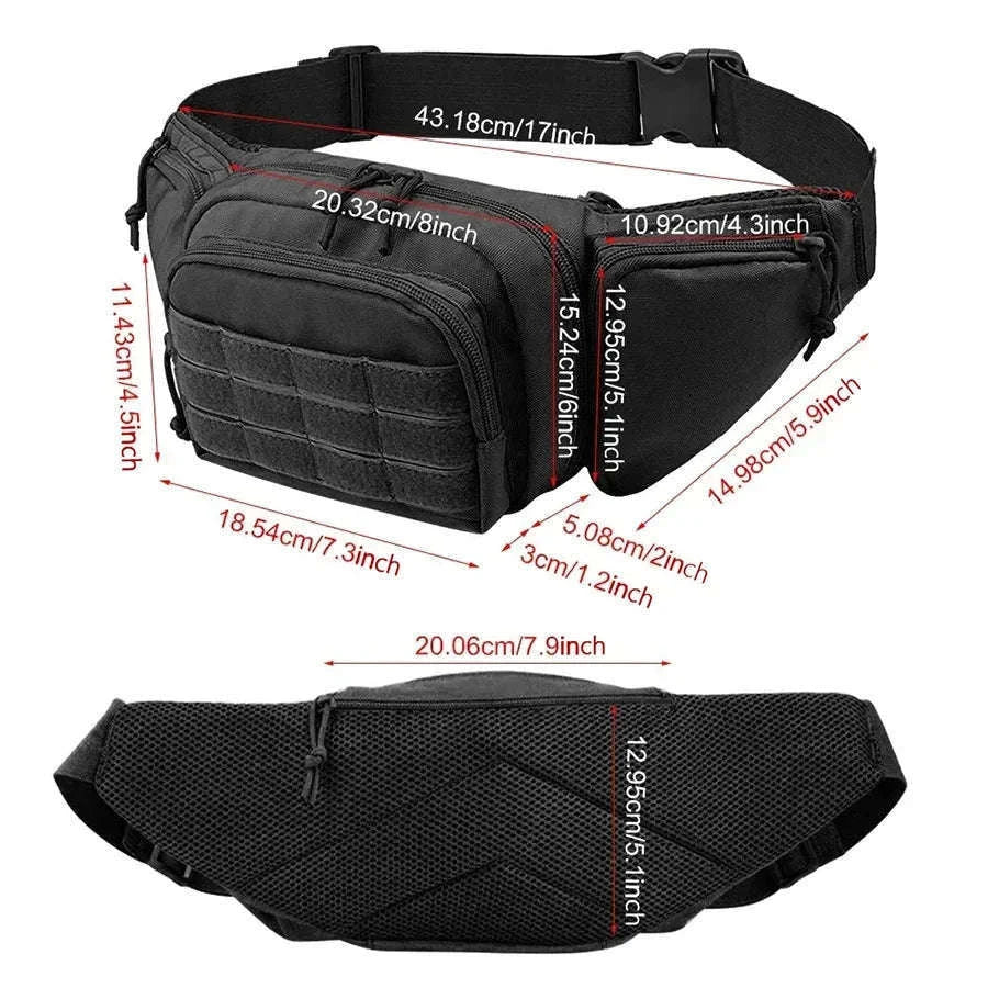 Outdoor Multifunctional Invisible Waist Bag for Men-Black