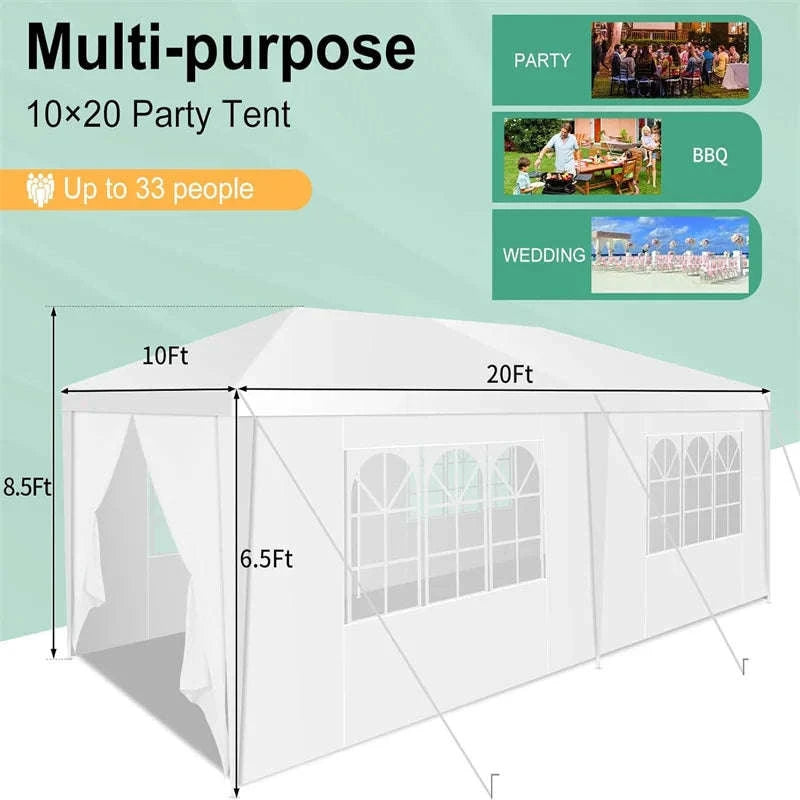 Outdoor Party Tent Canopy with Removable Sidewalls-White / 10x30ft / United States