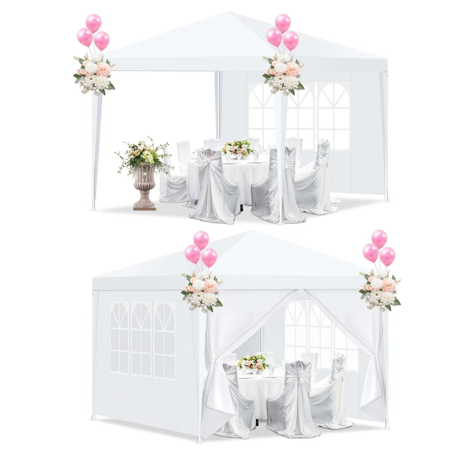 Outdoor Party Tent Canopy with Removable Sidewalls-White / 10x30ft / United States