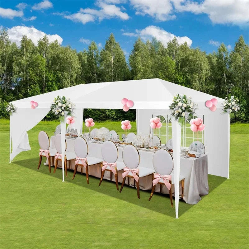 Outdoor Party Tent Canopy with Removable Sidewalls-White / 10x30ft / United States