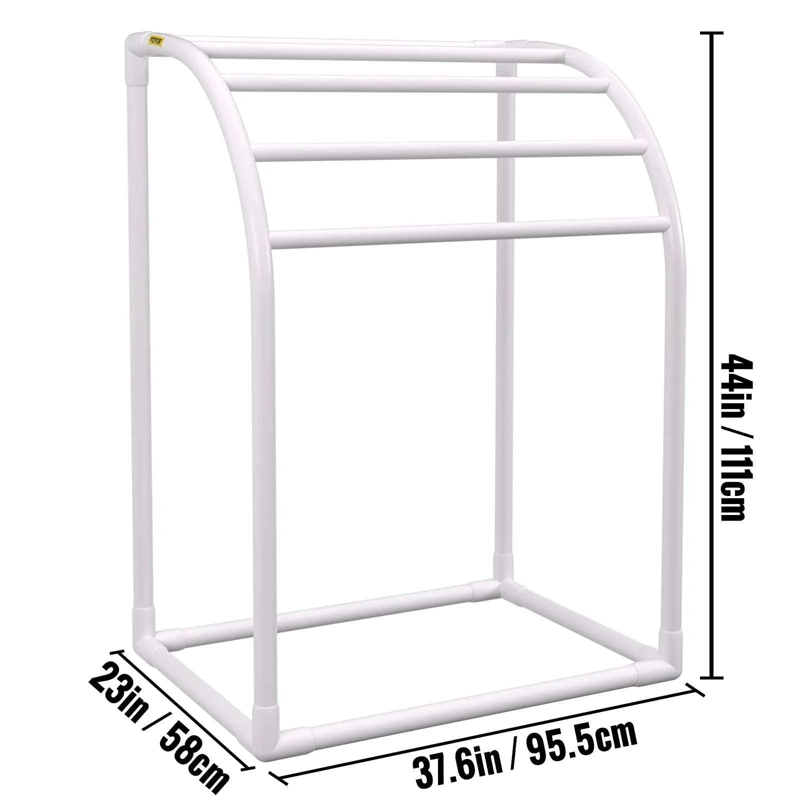 Outdoor Pool Towel Rack with 5–8 Bars, PVC Freestanding Organizer-T Shape 5 Bar / United States