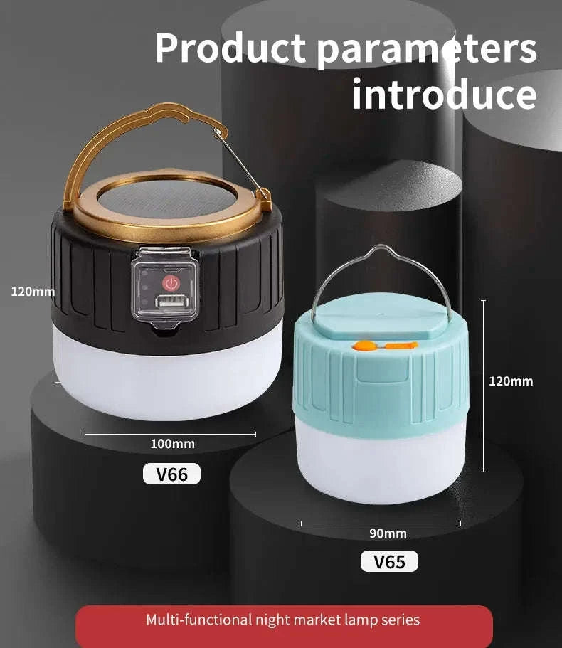 Outdoor Solar LED Camping Lights USB Rechargeable Lantern-W508Blue Remote