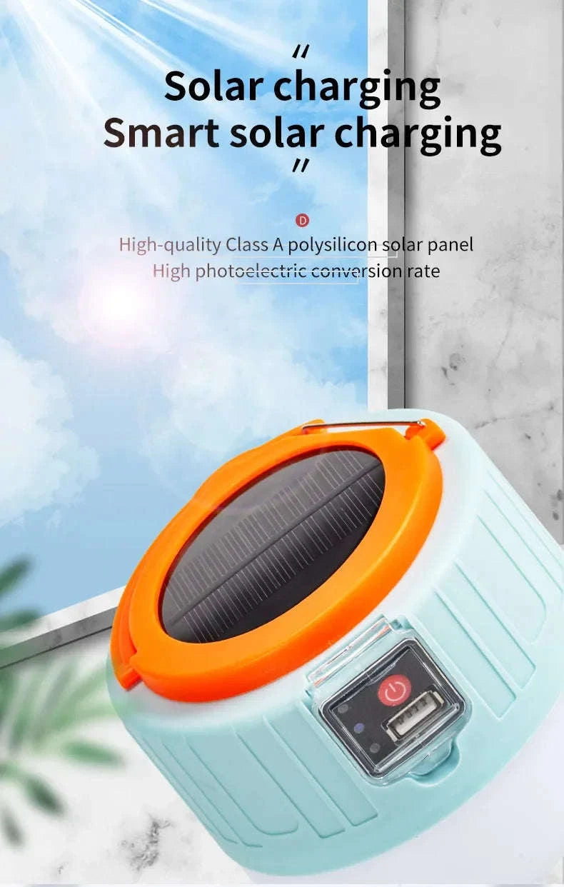 Outdoor Solar LED Camping Lights USB Rechargeable Lantern-W508Blue Remote
