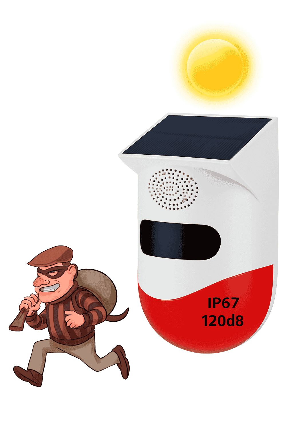 Outdoor Solar PIR Infrared Alarm with WiFi, 433MHz Options-CT80D