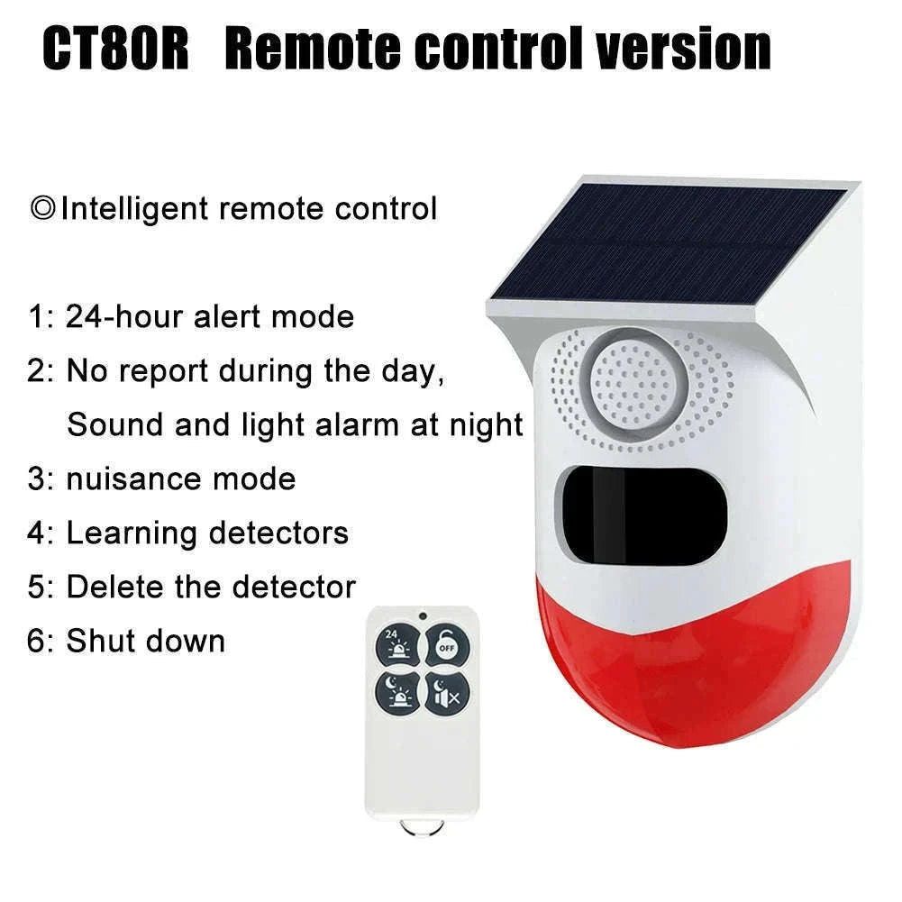 Outdoor Solar PIR Infrared Alarm with WiFi, 433MHz Options-CT80D
