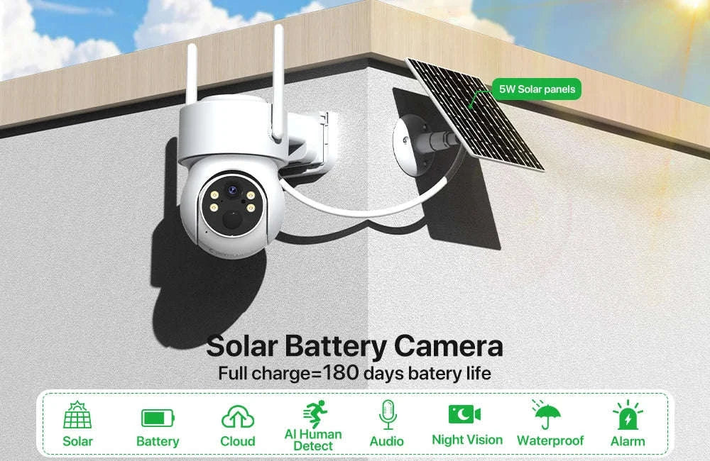 Outdoor Solar PTZ Camera 4MP HD-Camera NO Card / Poland