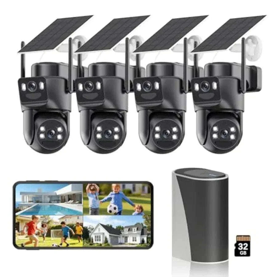 Outdoor Solar Security Camera Kit with 4K Dual-Lens 360 PTZ-United States / aspic