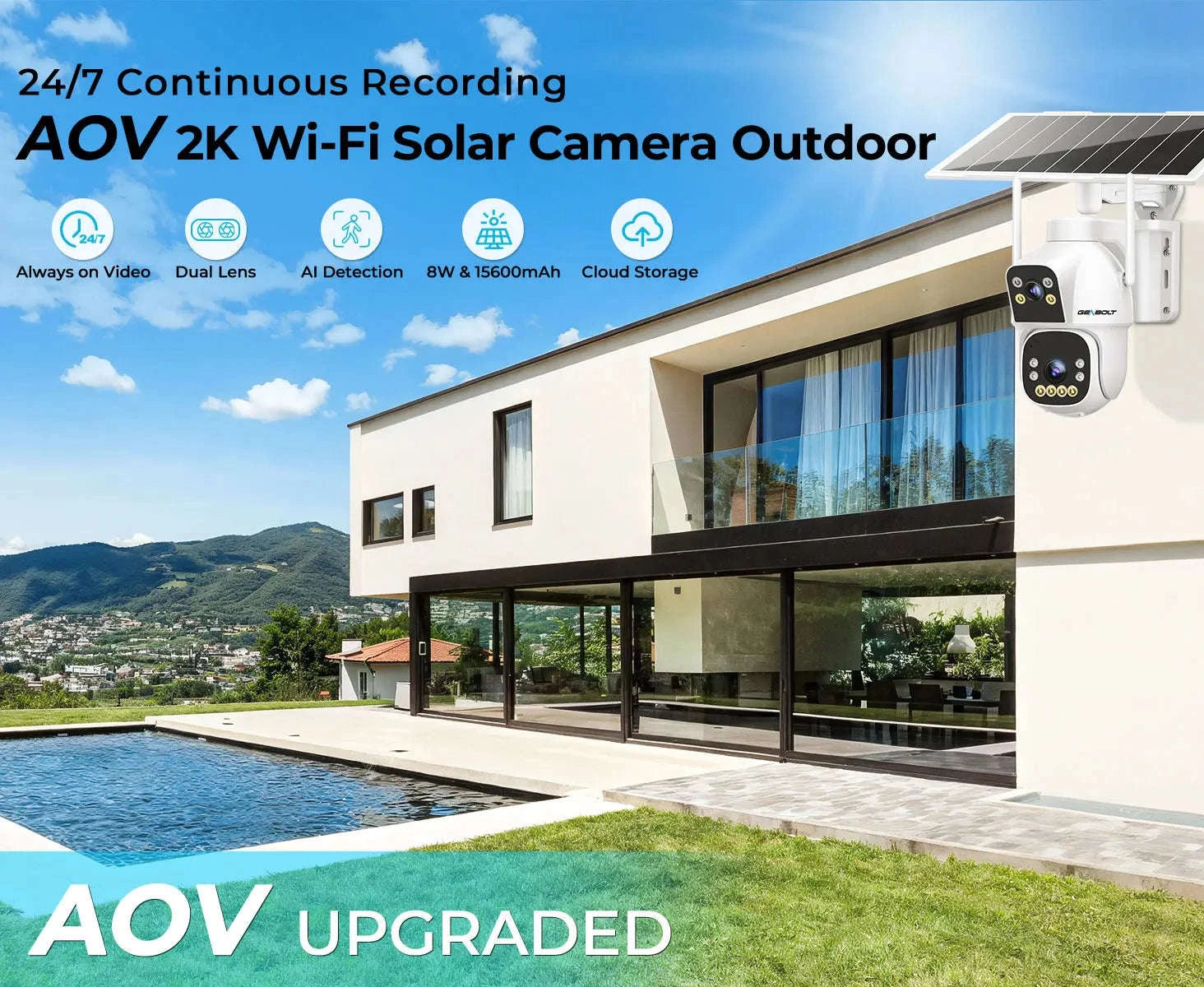 Outdoor Solar Security Camera with Dual Motion Detection and Night Vision-PIR-GB217H-WIFI / Mexico