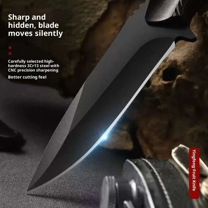 Outdoor Tactical Knife with Integrated Dragon Bone Design-black