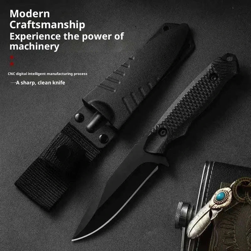 Outdoor Tactical Knife with Integrated Dragon Bone Design-black
