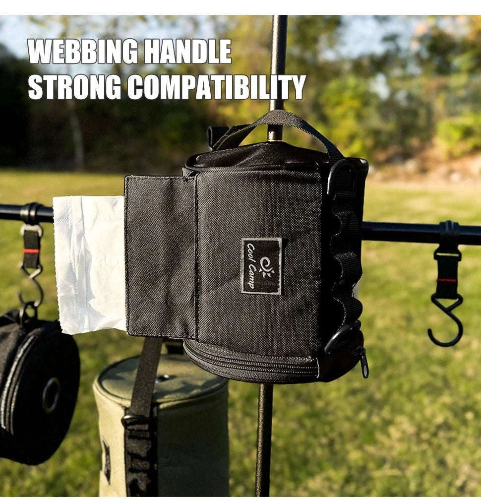 Outdoor Tissue Case with Hook for Travel Roll Paper Storage-Khaki-M