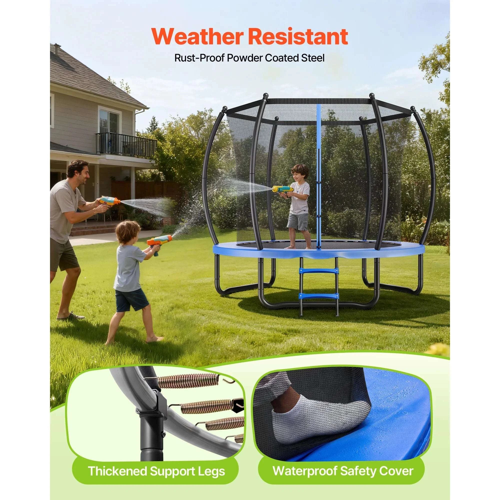 Outdoor Trampoline with Enclosure Net 8–14FT Heavy-Duty Kids Set-8FT / United States