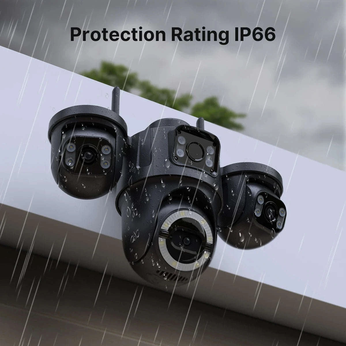 Outdoor Triple-Lens PTZ WiFi IP Camera with AI Motion Detection-Camera NO Card / EU Plug / Poland