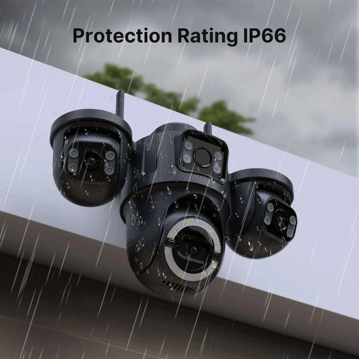 Outdoor Triple-Lens PTZ WiFi IP Camera with AI Motion Detection-Camera NO Card / EU Plug / Poland