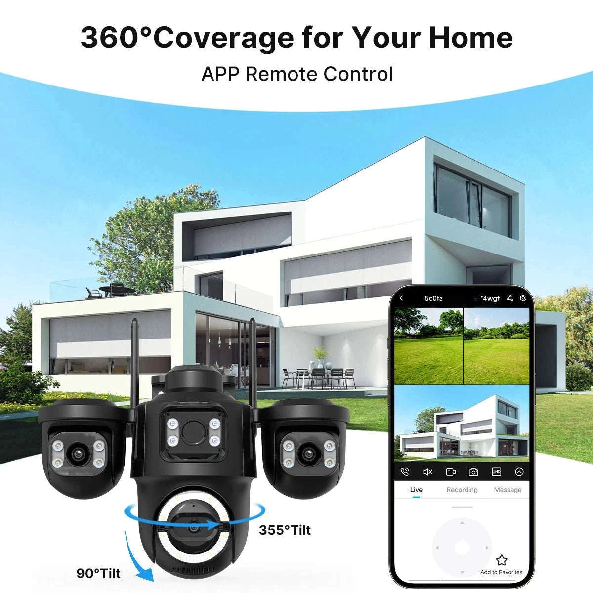 Outdoor Triple-Lens PTZ WiFi IP Camera with AI Motion Detection-Camera NO Card / EU Plug / Poland