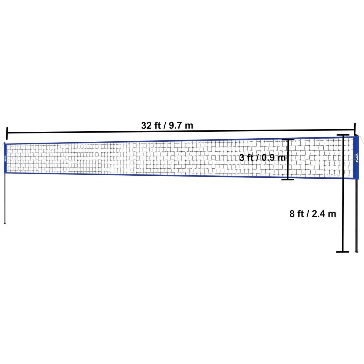 Outdoor Volleyball Net System with Adjustable Height, Steel Poles and Carrying Bag-1.5inch / Poland