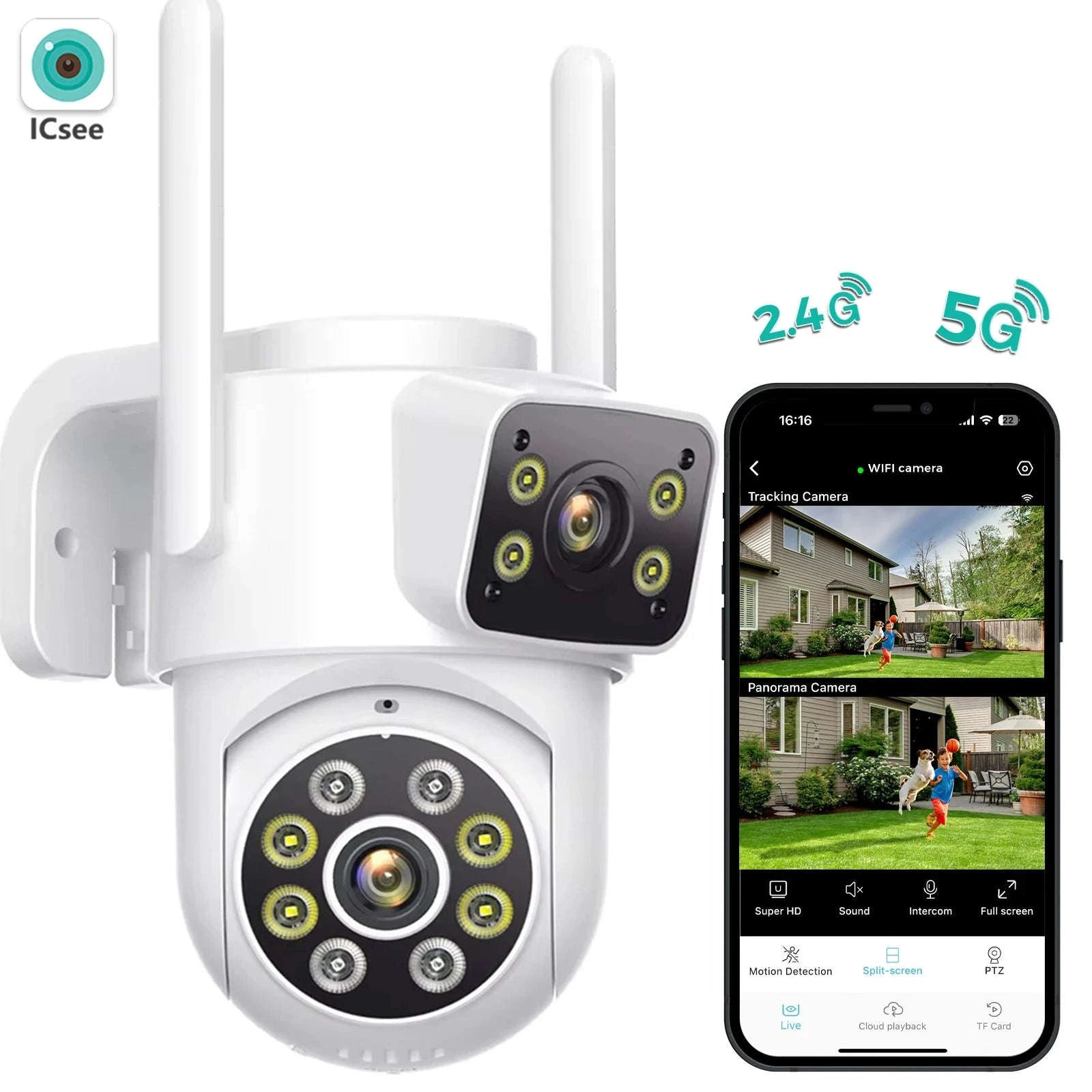 Outdoor Wireless Security Camera 12MP Dual Lens PTZ-6MP NO SD Card / EU Plug / China Mainland