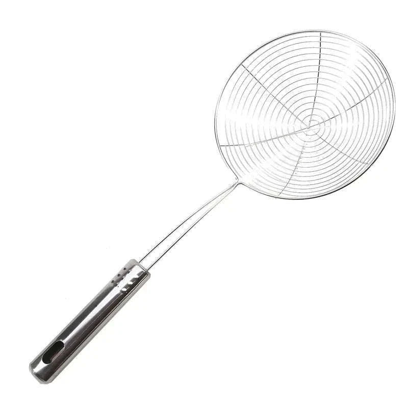 Oval Stainless Steel Oil Strainer for Cleaner Frying-silver / 33.5x13cm