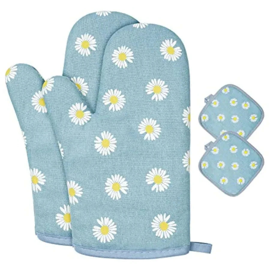 Oven Mitts and Pot Holders 6-Piece Heat Resistant Set-United States / Cotton-grey