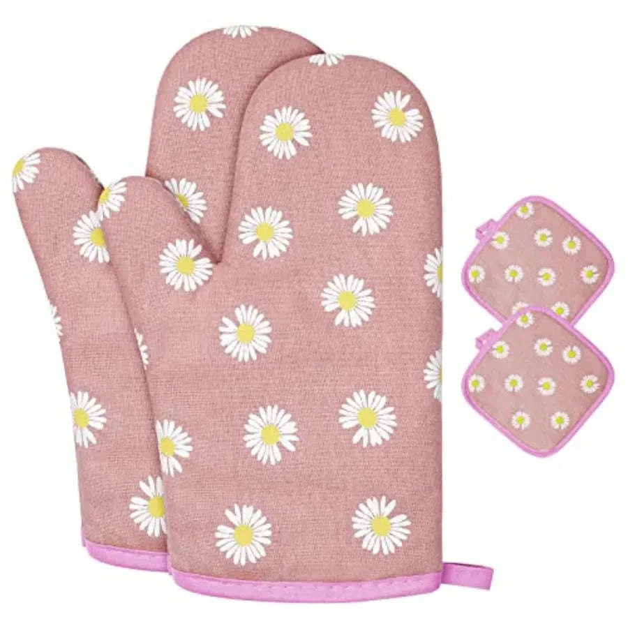 Oven Mitts and Pot Holders 6-Piece Heat Resistant Set-United States / Cotton-grey