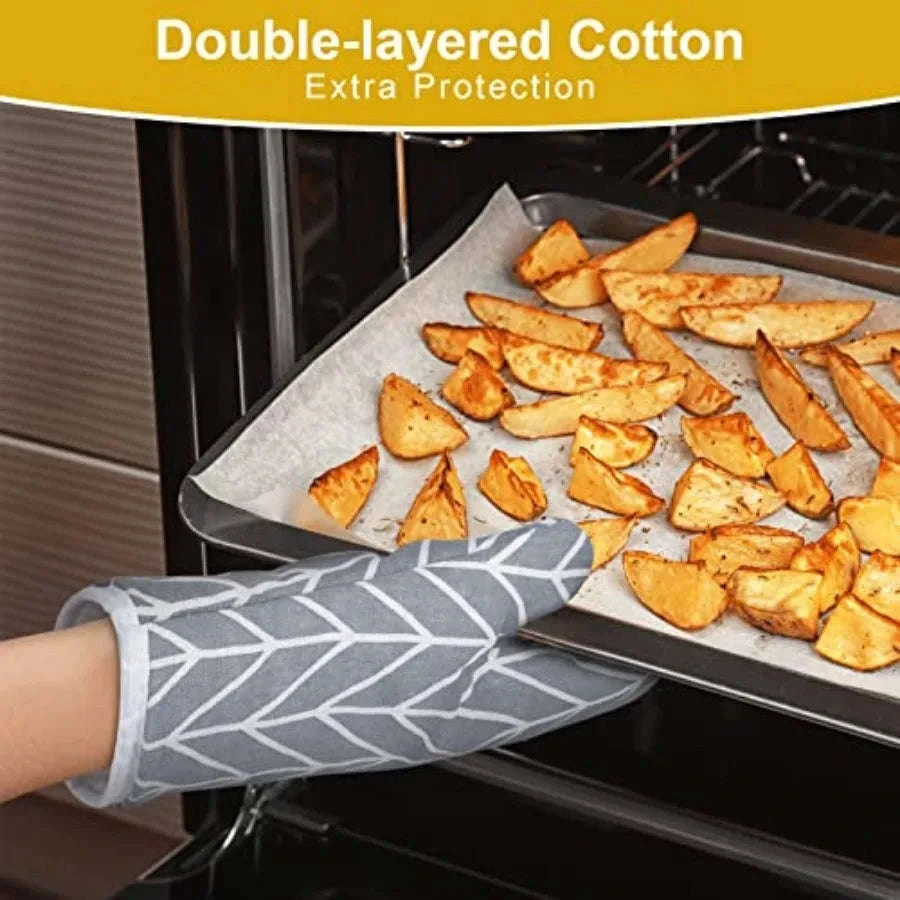 Oven Mitts and Pot Holders 6-Piece Heat Resistant Set-United States / Cotton-grey