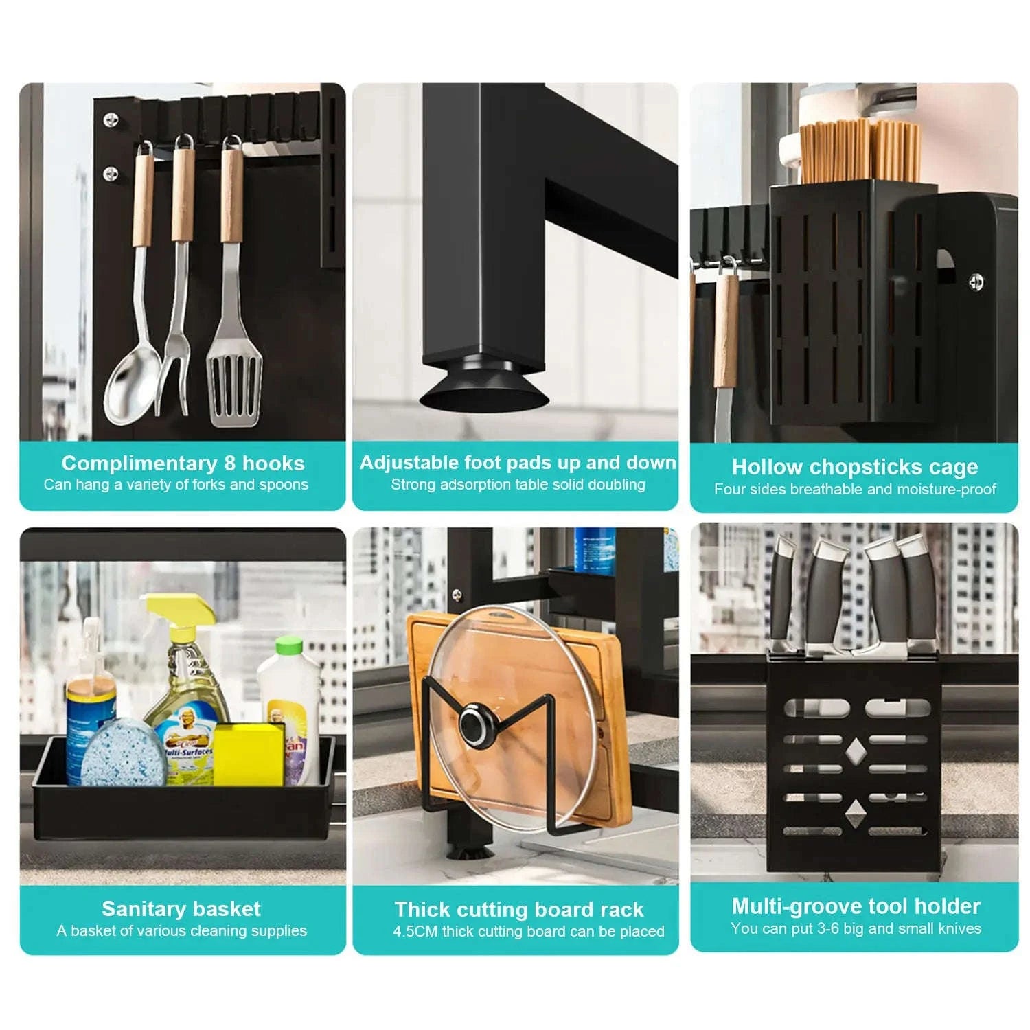 Over Sink Dish Drying Rack 2-Tier with Flip Cover Storage Shelf-Type B / france / 2-tier