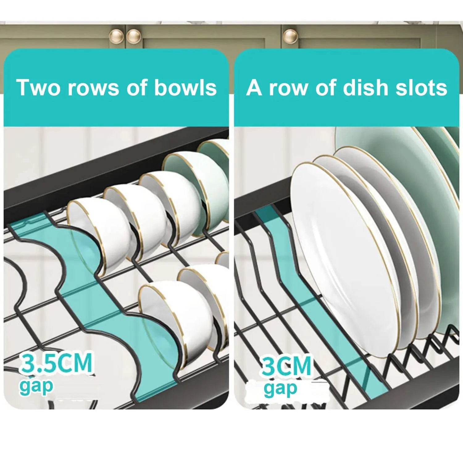 Over Sink Dish Drying Rack with Cover 2-Tier Large Capacity 85cm-black / france / 2-tier