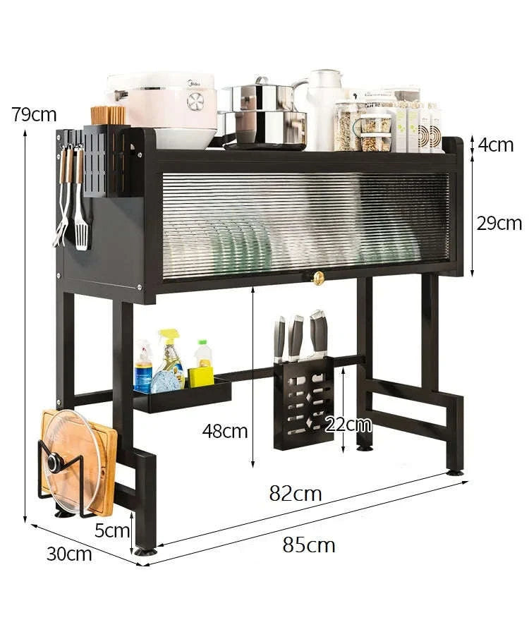 Over Sink Dish Drying Rack with Cover 2-Tier Large Capacity 85cm-black / france / 2-tier