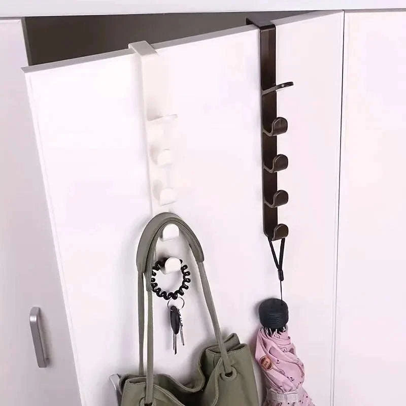 Over-the-Door Hook Organizer – Space-Saving 5-Hook Rack for Everyday Storage-brown