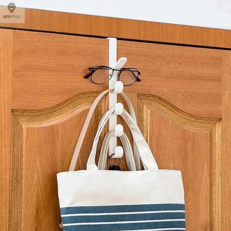 Over-the-Door Hook Organizer – Space-Saving 5-Hook Rack for Everyday Storage-brown