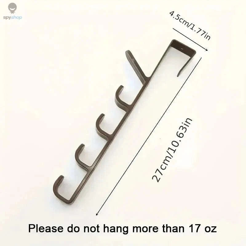 Over-the-Door Hook Organizer – Space-Saving 5-Hook Rack for Everyday Storage-brown