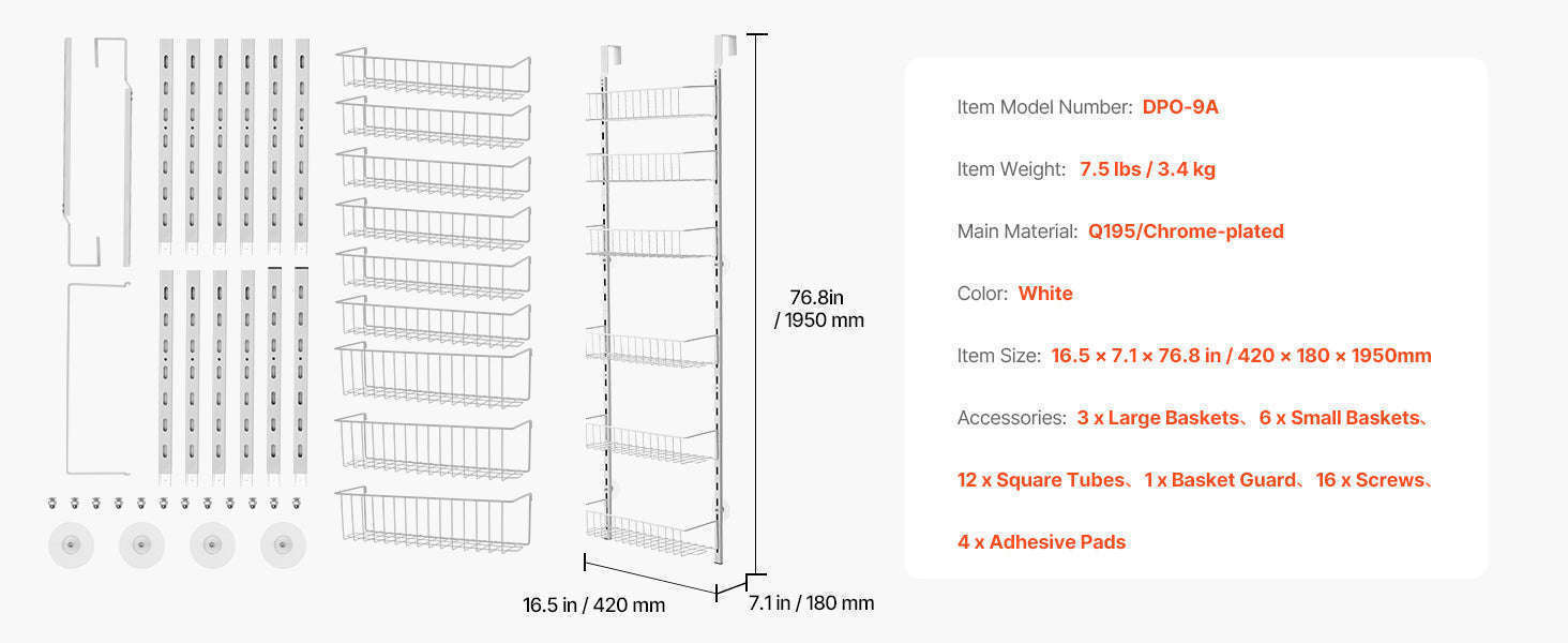 Over the Door Pantry Organizer with Adjustable Shelves-9 layers / Poland