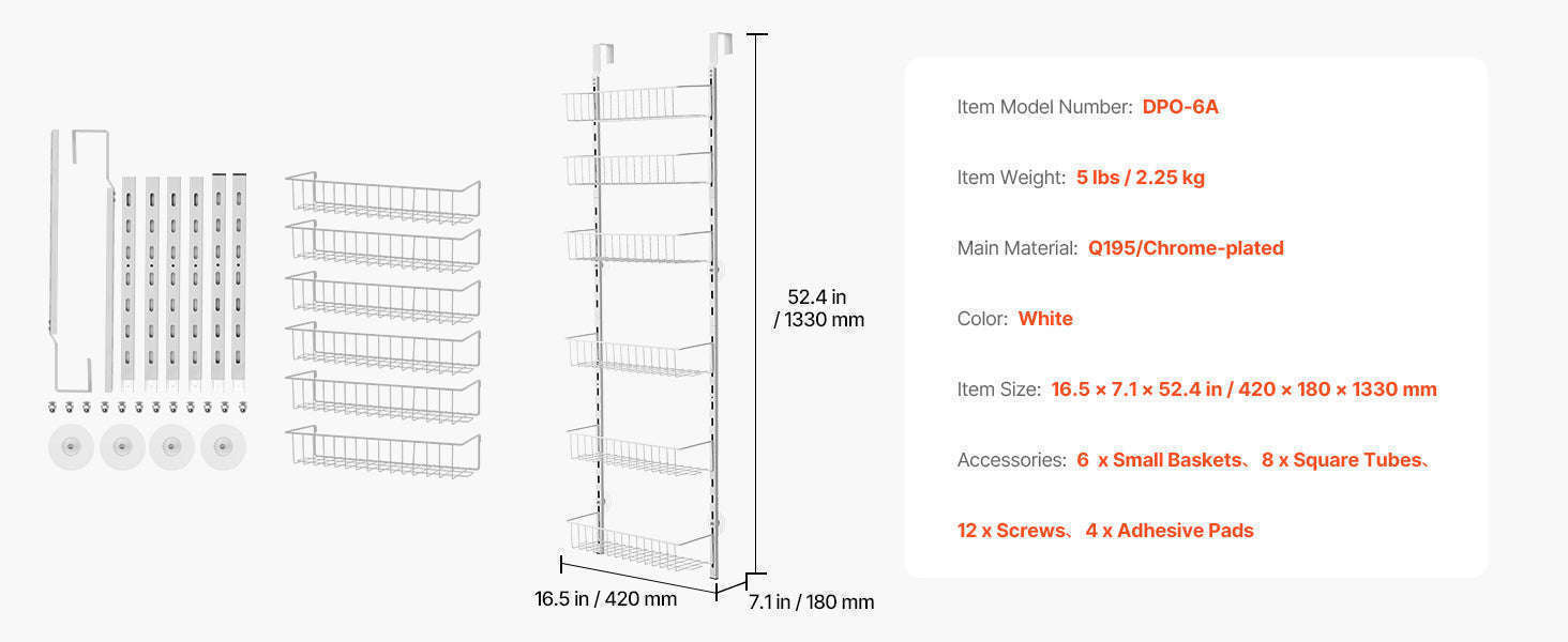 Over the Door Pantry Organizer with Adjustable Shelves-9 layers / Poland
